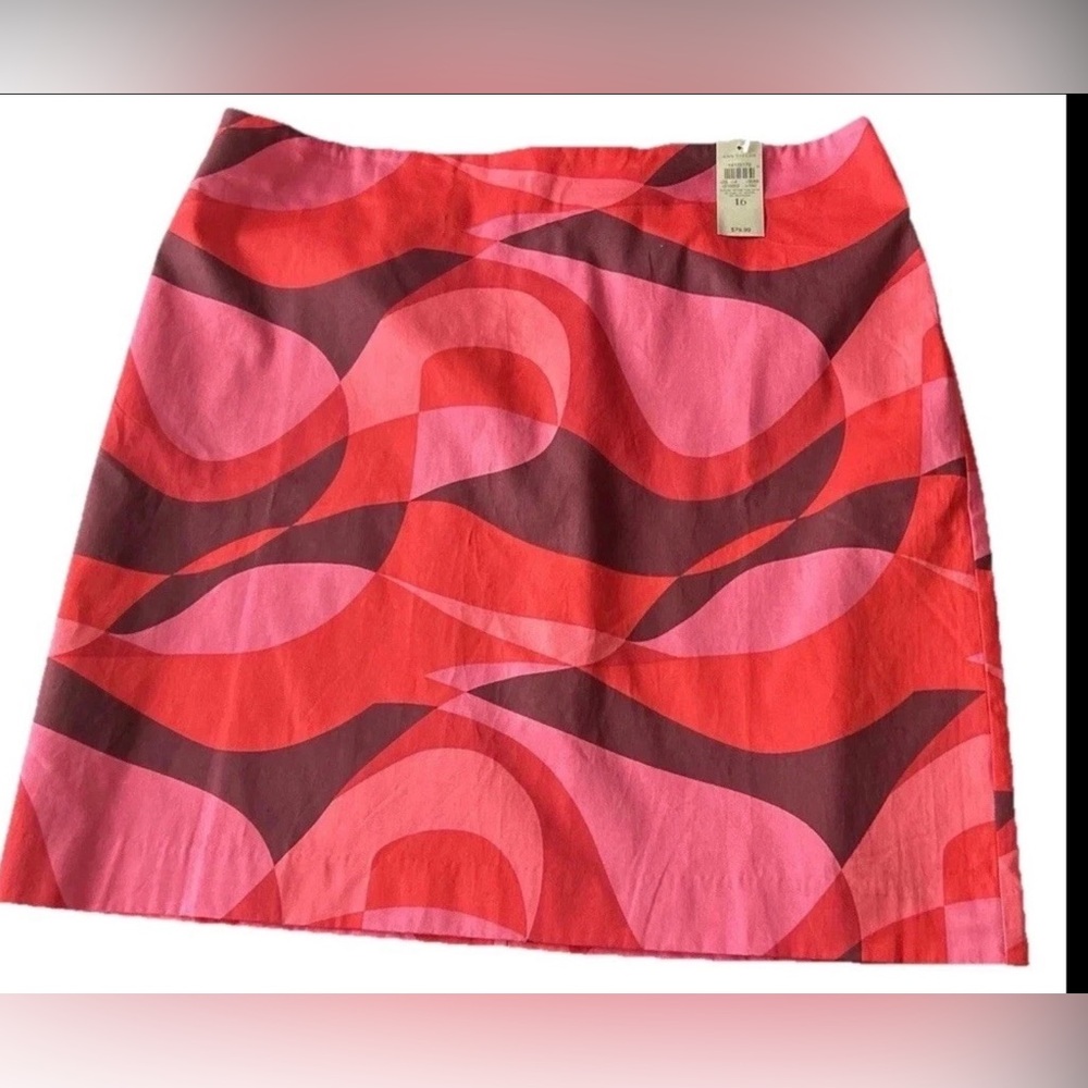 New Ann Taylor Skirt 16 Pink Red Purple Mod Geometric Lined NWT $79